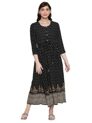 Black Long Printed Maxi Dress For Women 1
