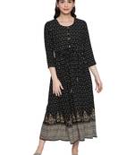 Black Long Printed Maxi Dress For Women