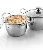 Kitchen krafts 2pcs Hammered Bristo Bowl set with Glass lid,induction compatiable, cook and serve