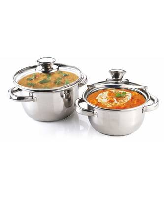 Kitchen krafts 2pcs Dutch oven set with glass lid, induction compatiable, cook and serve 1