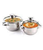 Kitchen krafts 2pcs Dutch oven set with glass lid, induction compatiable, cook and serve