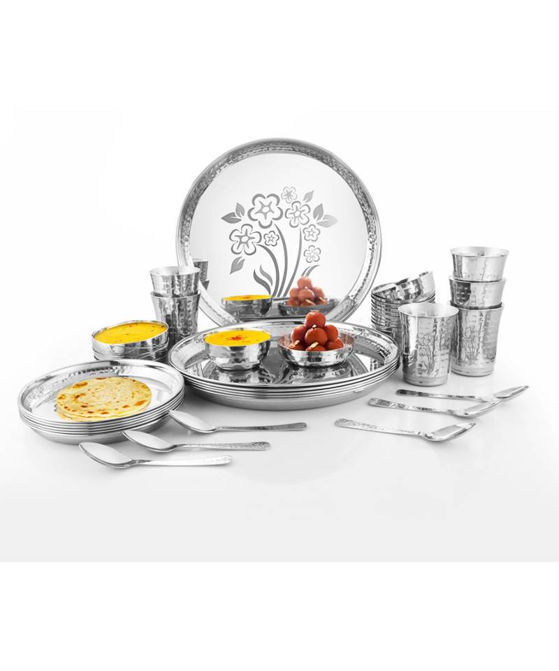 Kitchen krafts 42pcs Hammered (Mathar) Kanchan Dinner Set Kitchen
