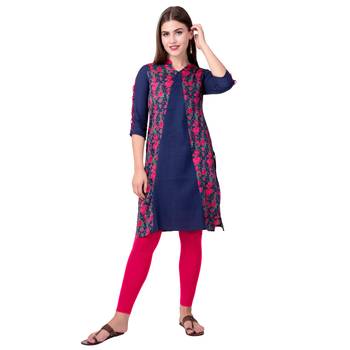 Teal19 Women Printed Cotton A-Line Kurta 1