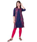 Teal19 Women Printed Cotton A-Line Kurta