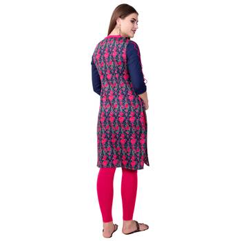 Teal19 Women Printed Cotton A-Line Kurta 2