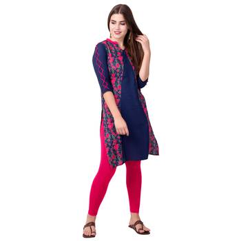 Teal19 Women Printed Cotton A-Line Kurta 4