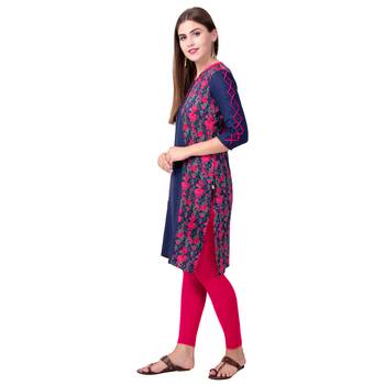 Teal19 Women Printed Cotton A-Line Kurta 5
