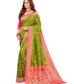 Mehendi woven silk saree with blouse