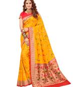Golden woven silk saree with blouse
