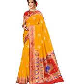 Golden woven silk saree with blouse