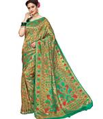 Green woven brocade silk saree with blouse