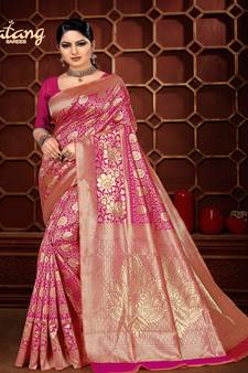 Banarsi Saree With Zari  Border Work