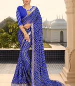 Designer Bandej Bhandi Print Saree With Heavy Border Work 