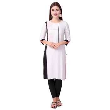 Teal19 Women Geometric Print Cotton A-Line Casual Kurta 1