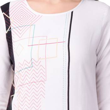 Teal19 Women Geometric Print Cotton A-Line Casual Kurta 3
