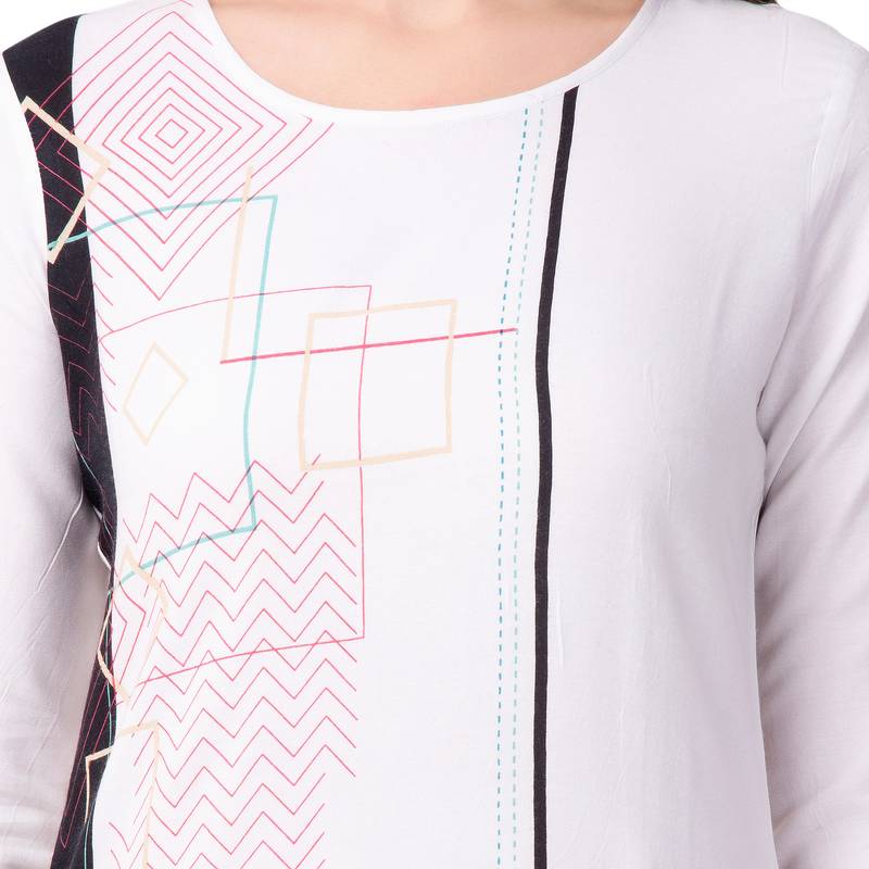 Teal19 Women Geometric Print Cotton A-Line Casual Kurta