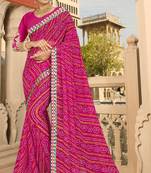 Designer Bandej Bhandi Print Saree With Heavy Border Work 