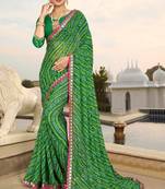 Designer Bandej Bhandi Print Saree With Heavy Border Work 