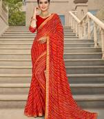 Designer Bandej Bhandi Print Saree With Heavy Border Work 