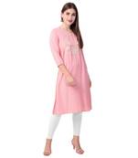 Teal19 Women Embroidered Rayon Straight Casual Kurta