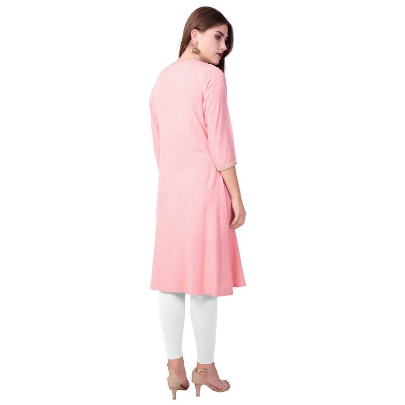 Teal19 Women Embroidered Rayon Straight Casual Kurta