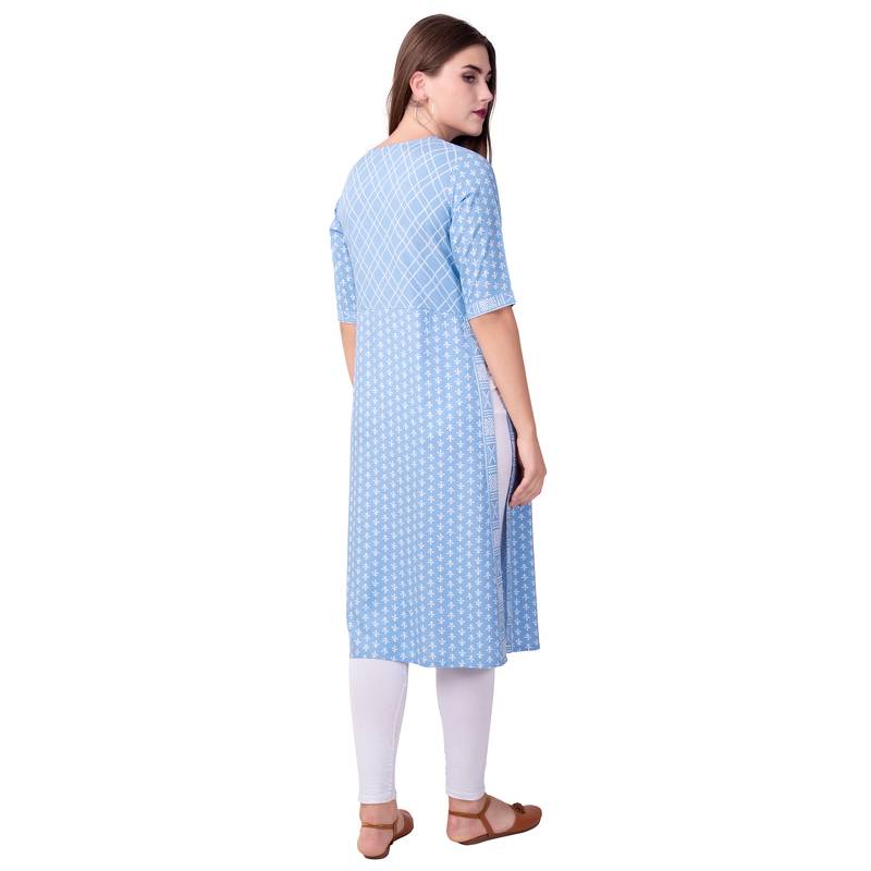 Teal19 Women Printed Rayon Straight Casual Kurta