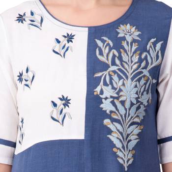 Teal19 Women Embroidered Rayon Straight Casual Kurtis 3