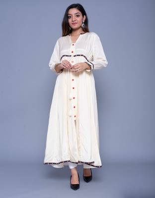 Light-cream embroidered art silk kurtas-and-kurtis 1