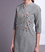 Women grey Cotton Embroidered Kurta and Pant Set