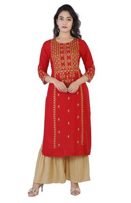 Women multicolor Viscose Embroidery Kurta with Sharara Set 2