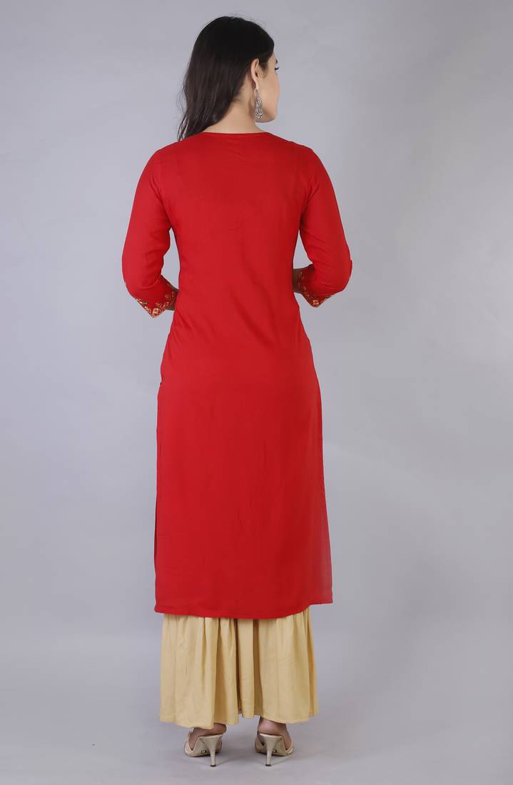 Women multicolor Viscose Embroidery Kurta with Sharara Set