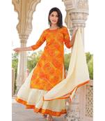 Women multicolor Viscose Embroidered Kurta and SKIRT & COTTON DUPATTA SET