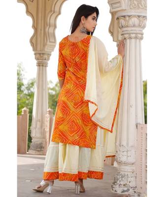 Women multicolor Viscose Embroidered Kurta and SKIRT & COTTON DUPATTA SET 3