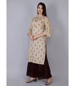 Women beige Viscose Printed Kurta and Sharara set