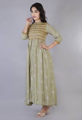 Women Viscose Embroidered Flair Dress 1