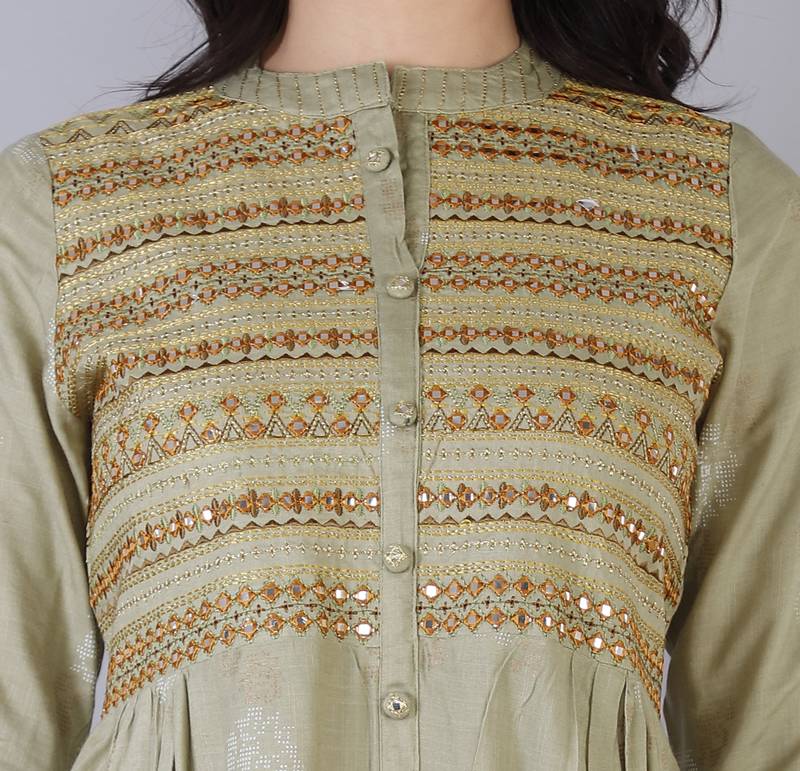 Women Viscose Embroidered Flair Dress