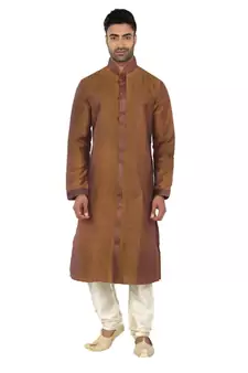 Mustard Woven Zarijacquard Kurta  Pajama