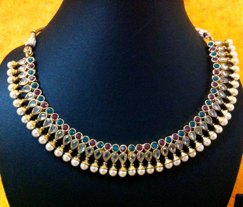 Three Layers of Kundan Pearl & Red Green Stones v151