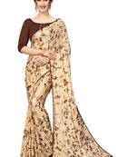 Beige Plain Lycra Designer Saree With Blouse