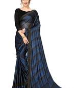 Blue Plain Lycra Designer Saree With Blouse