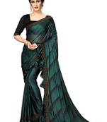 Green Plain Lycra Designer Saree With Blouse