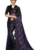 Purple Plain Lycra Designer Saree With Blouse