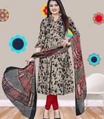 Beige abstract print cotton salwar