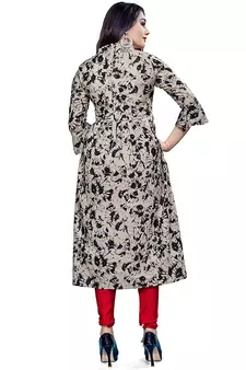 Beige abstract print cotton salwar