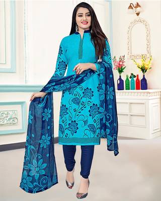 Sky-blue floral print cotton salwar 1