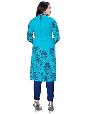 Sky-blue floral print cotton salwar 2