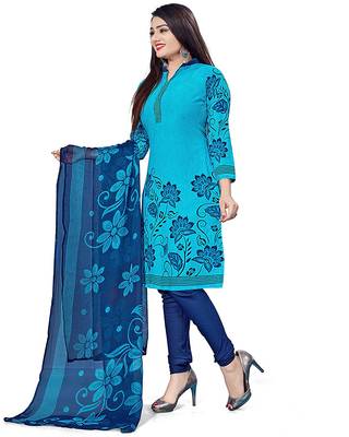 Sky-blue floral print cotton salwar 3