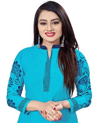Sky-blue floral print cotton salwar 5