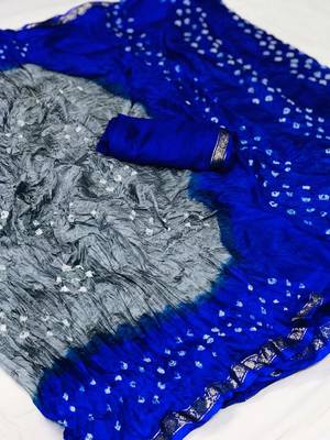 Blue woven cotton silk saree with blouse 1