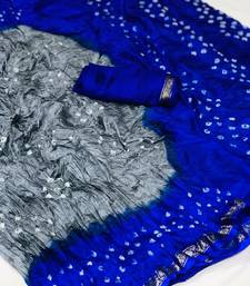Blue woven cotton silk saree with blouse